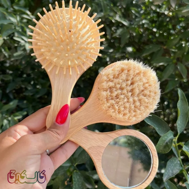 شانه و برس چوبی 3 عددی آینه دار چیکو 2