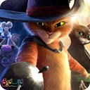 طرح گربه چکمه‌پوش روی میز