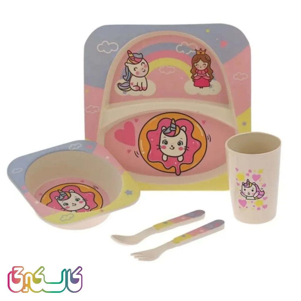 ست ۵ تکه غذاخوری مربع دخترانه