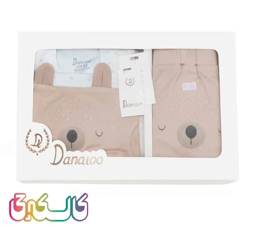 ست لباس نوزادی ۵تیکه دانالو سگ خابالو صورتی سفید