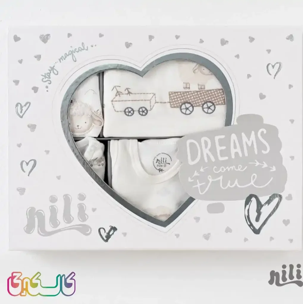 ست جعبه ای لباس نوزاد طرح قطار