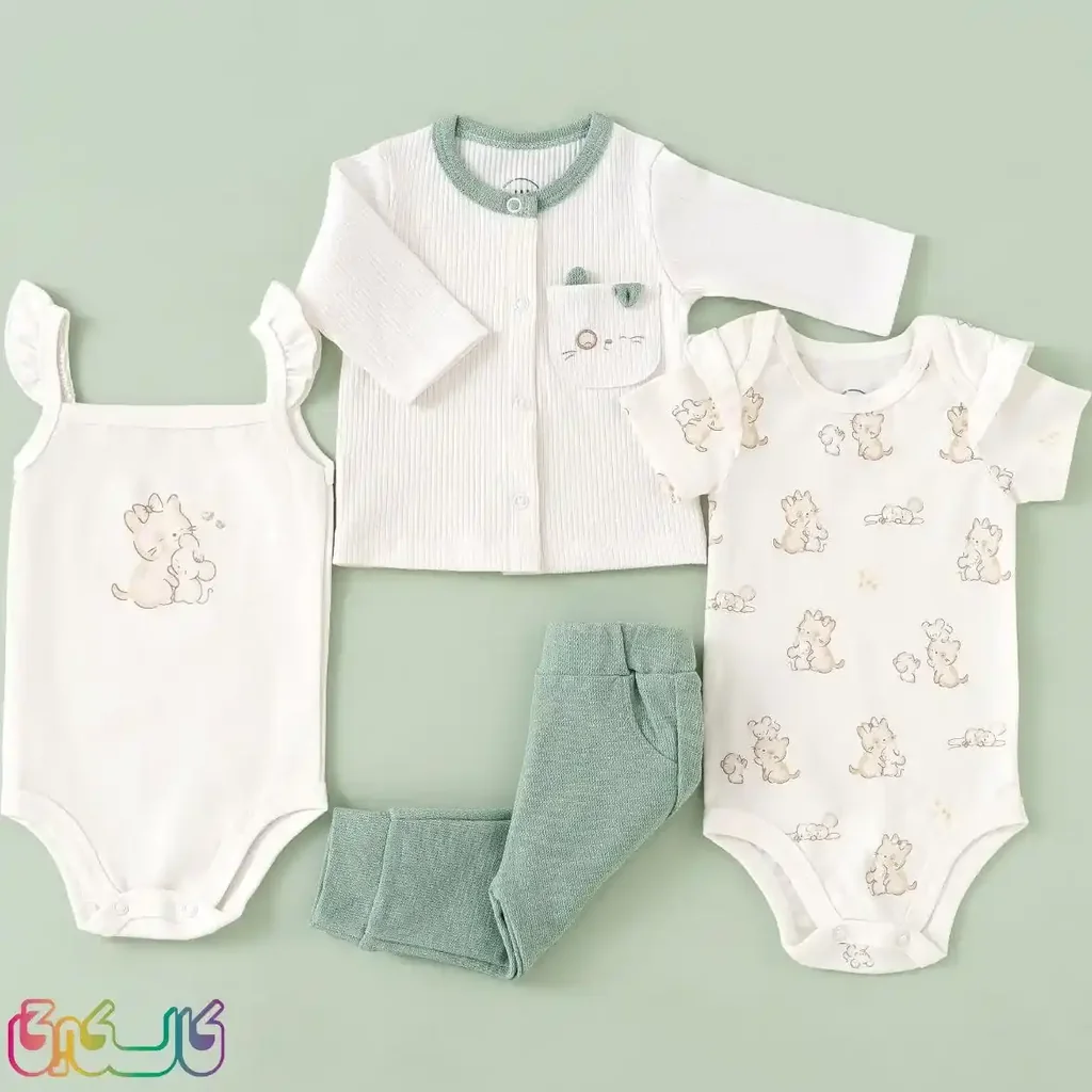 ست دخترانه لباس نوزاد نیلی