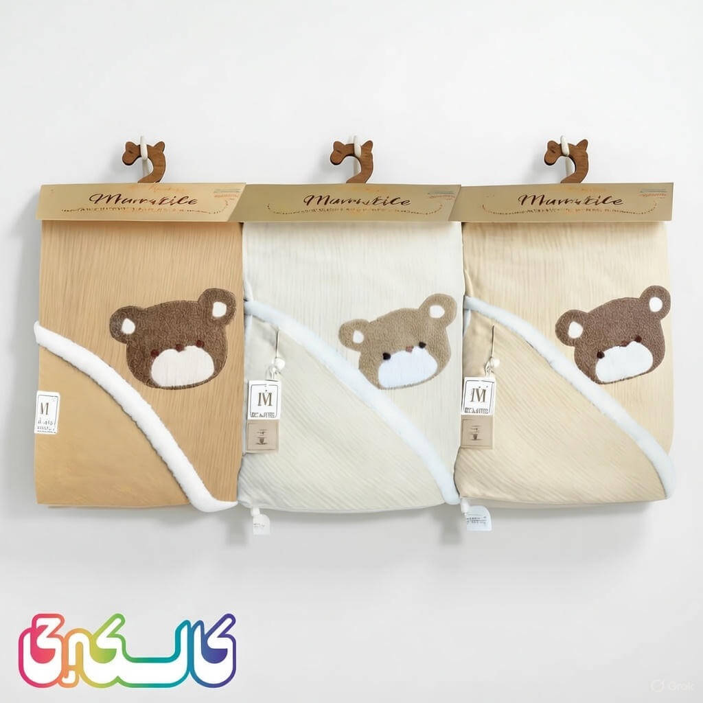 پتو دورپیچ موسلین کلاه دار نوزادی ماماسی