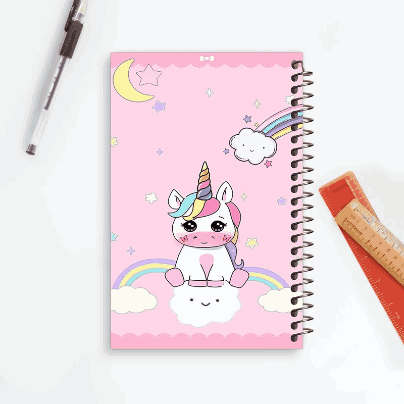 دفتر نقاشی اسب تک شاخ صورتی