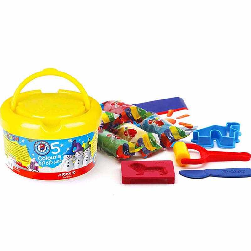 خمیر بازی 5 رنگ سطلی آریا