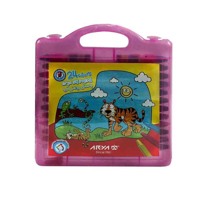 مداد شمعی و پاستل 24 رنگ آریا