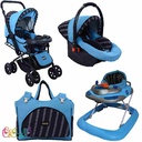 ست کالسکه و کریر مدل راه راه با کریر و ساک لوازم