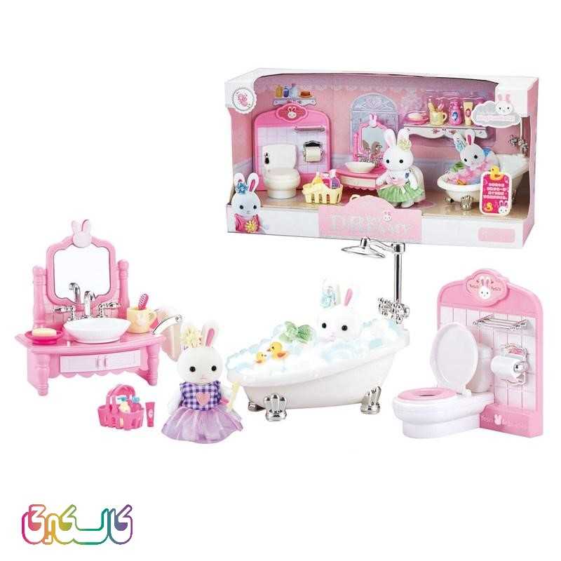 اسباب بازی مدل خانه عروسکی خرگوش طرح حمام و سرویس بهداشتی