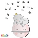 شلف دیواری اتاق کودک باروچین مدل فیل و ماه