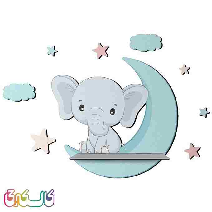 شلف دیواری اتاق کودک باروچین مدل فیل