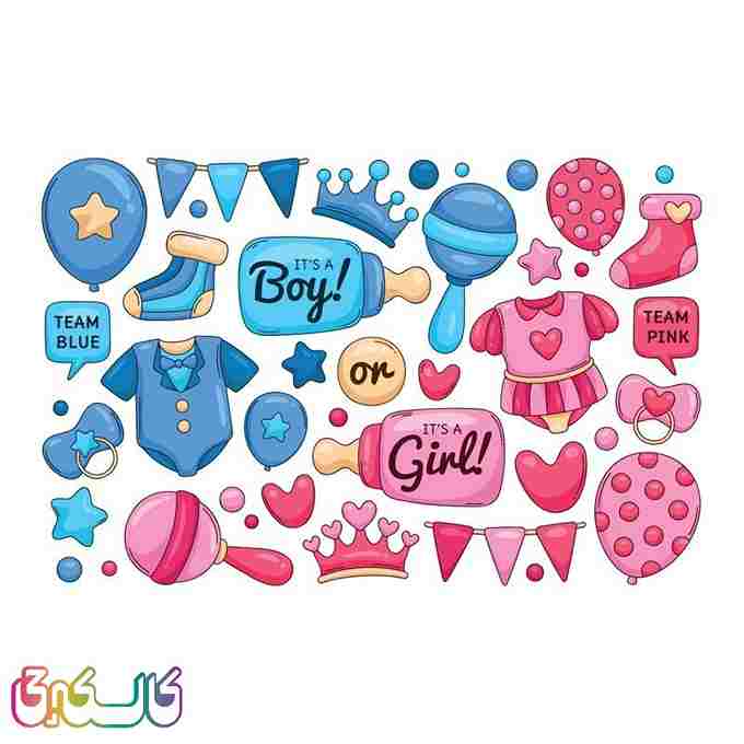 استیکر دیواری کودک مدل اکسسوری نوزاد