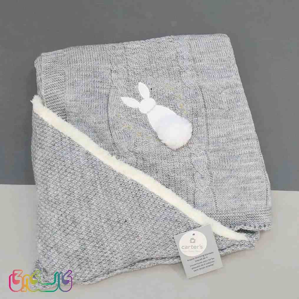 پتو بافت کارتز مدل اودو بیبی با طرح تدی و خرگوش