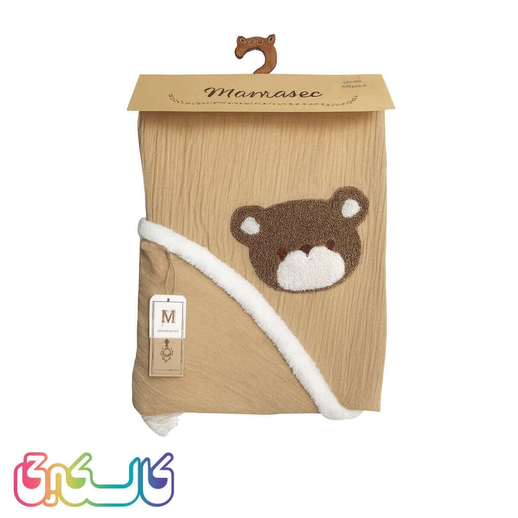 پتو دورپیچ موسلین کلاه دار نوزادی ماماسی