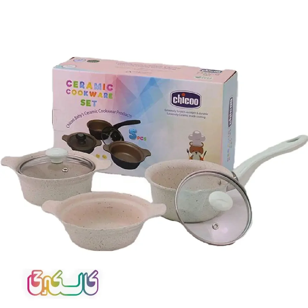 سرویس قابلمه چدن سرامیکی کودک چیکو 5 تکه