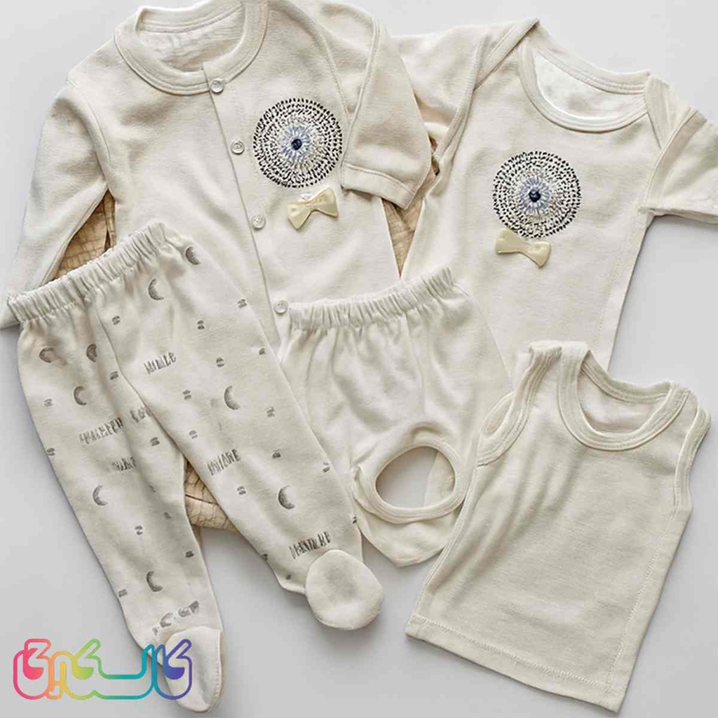 ست 5 تیکه لباس نوزادی آریانا با پارچه اعلا شادی