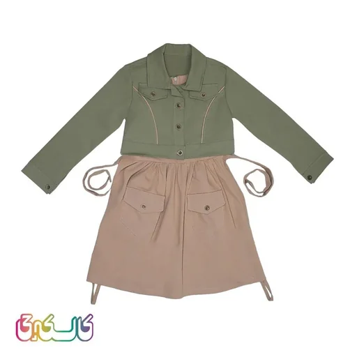 ست کت و سارافون دخترانه دکمه دار