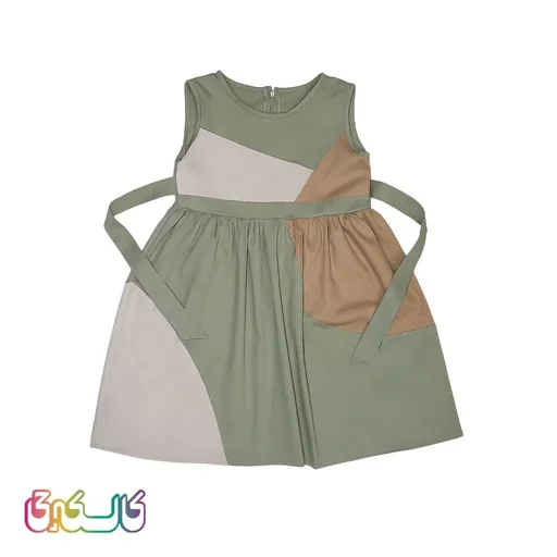 سارافون طرح دار دخترانه رنگی بند دار