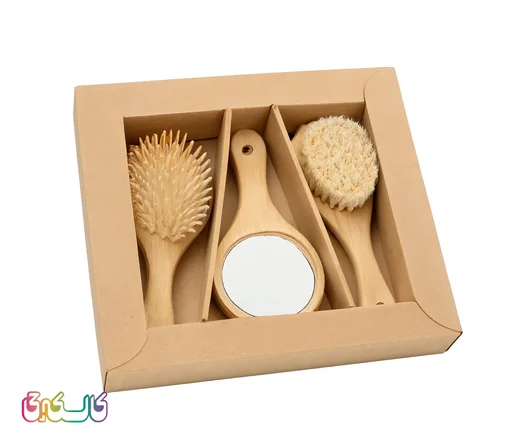 شانه و برس چوبی 3 عددی آینه دار چیکو