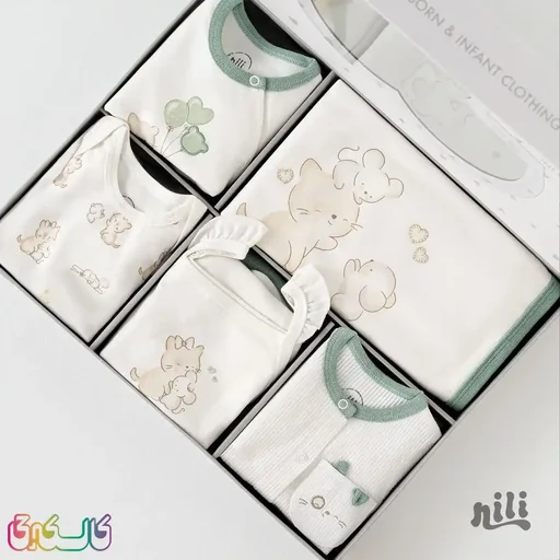 ست جعبه ای 13 تیکه لباس نوزاد نیلی
