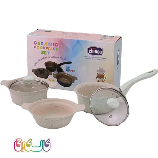 سرویس قابلمه چدن سرامیکی کودک چیکو 5 تکه
