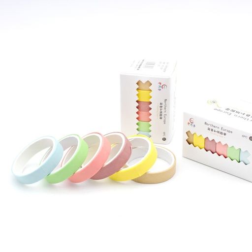 چسب نواری واشی ۶ رنگ پاستیلی