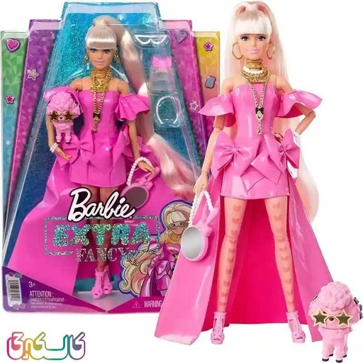 عروسک باربی اکسترا لباس چرم صورتی Fancy Mattel